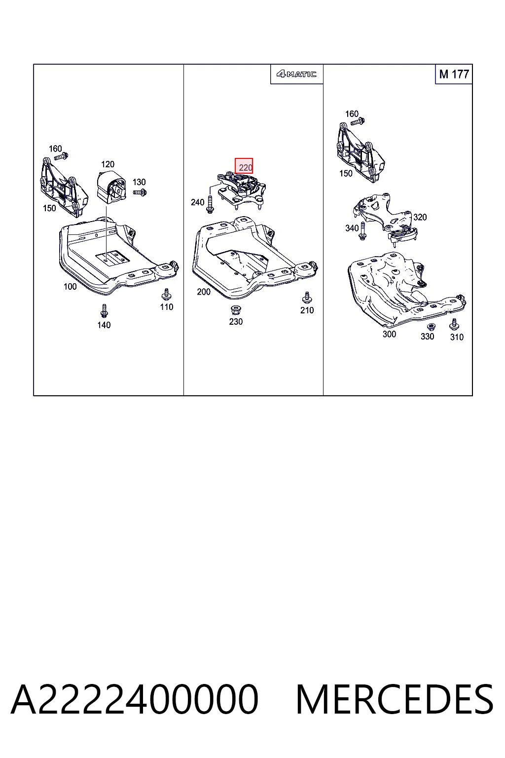 A2222400000 Mercedes Taco de motor