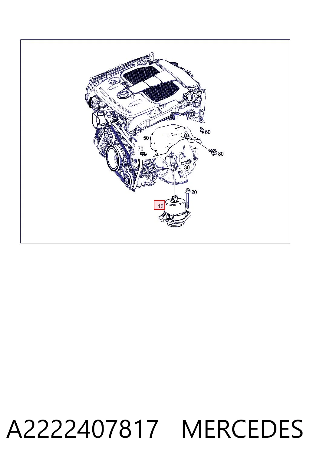 A2222407817 Mercedes Soporte delantero derecho del motor