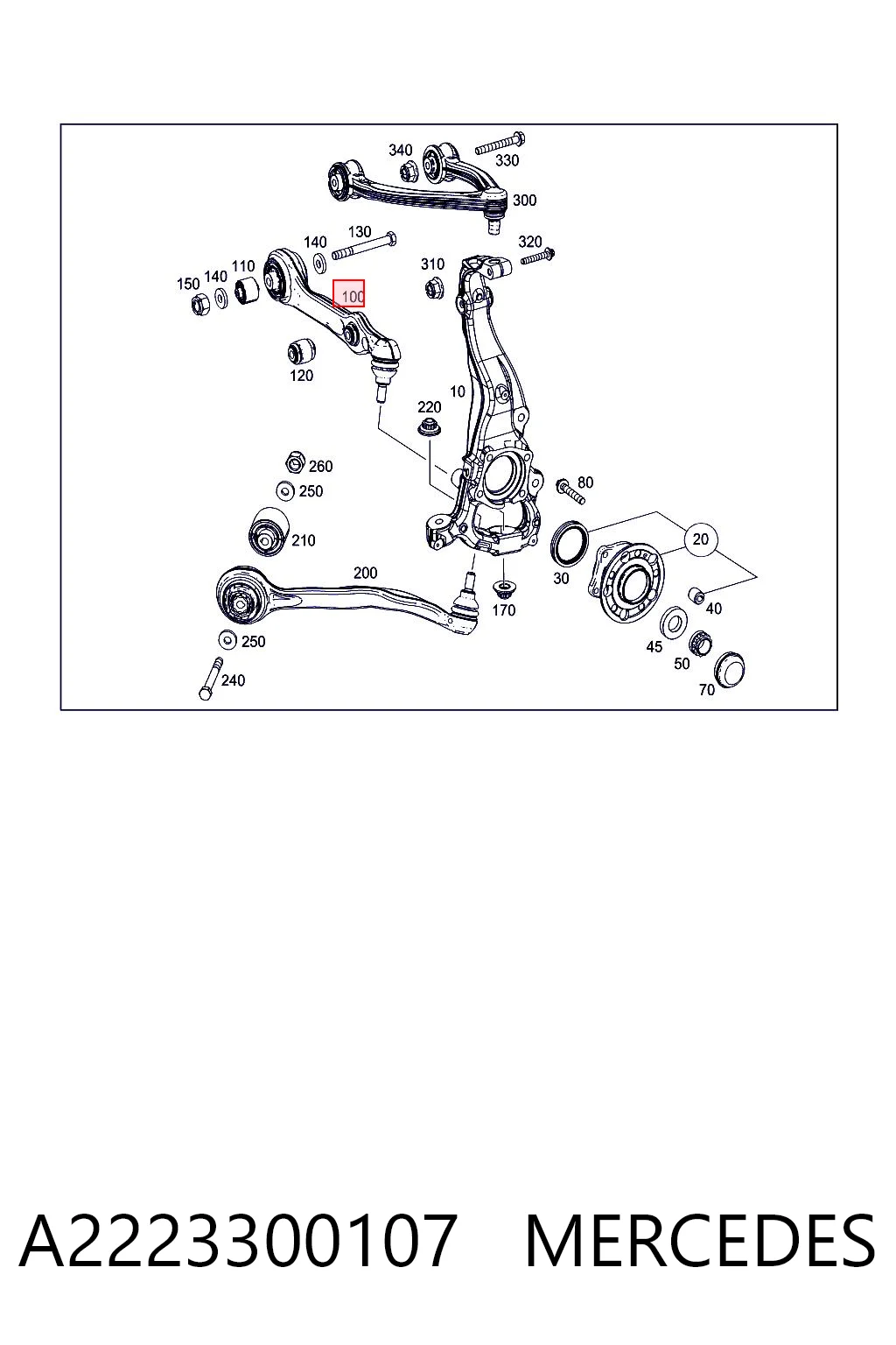 A2223300107 Mercedes Brazo inferior izquierdo de la suspensión delantera