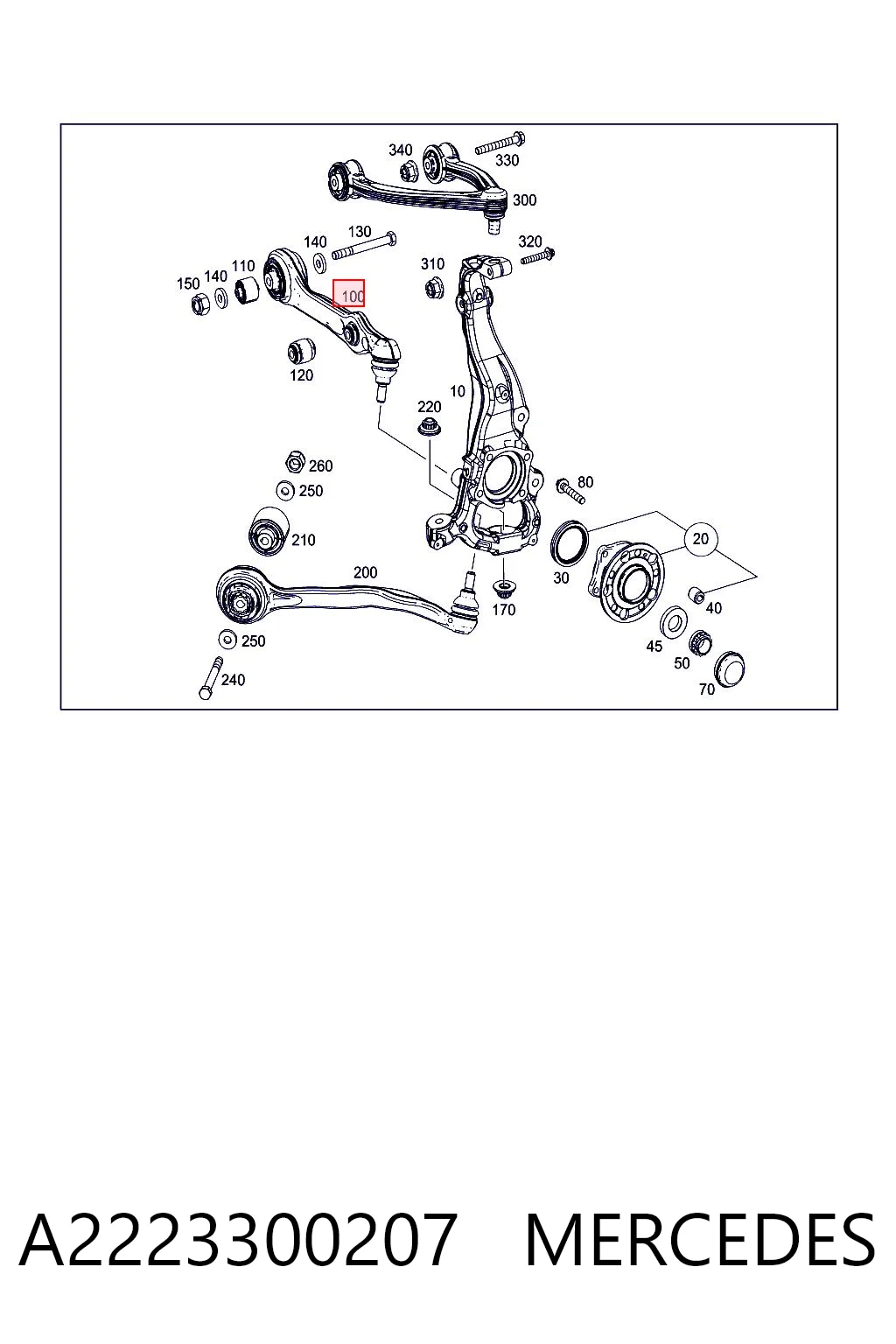 A2223300207 Mercedes Brazo inferior derecho de la suspensión delantera
