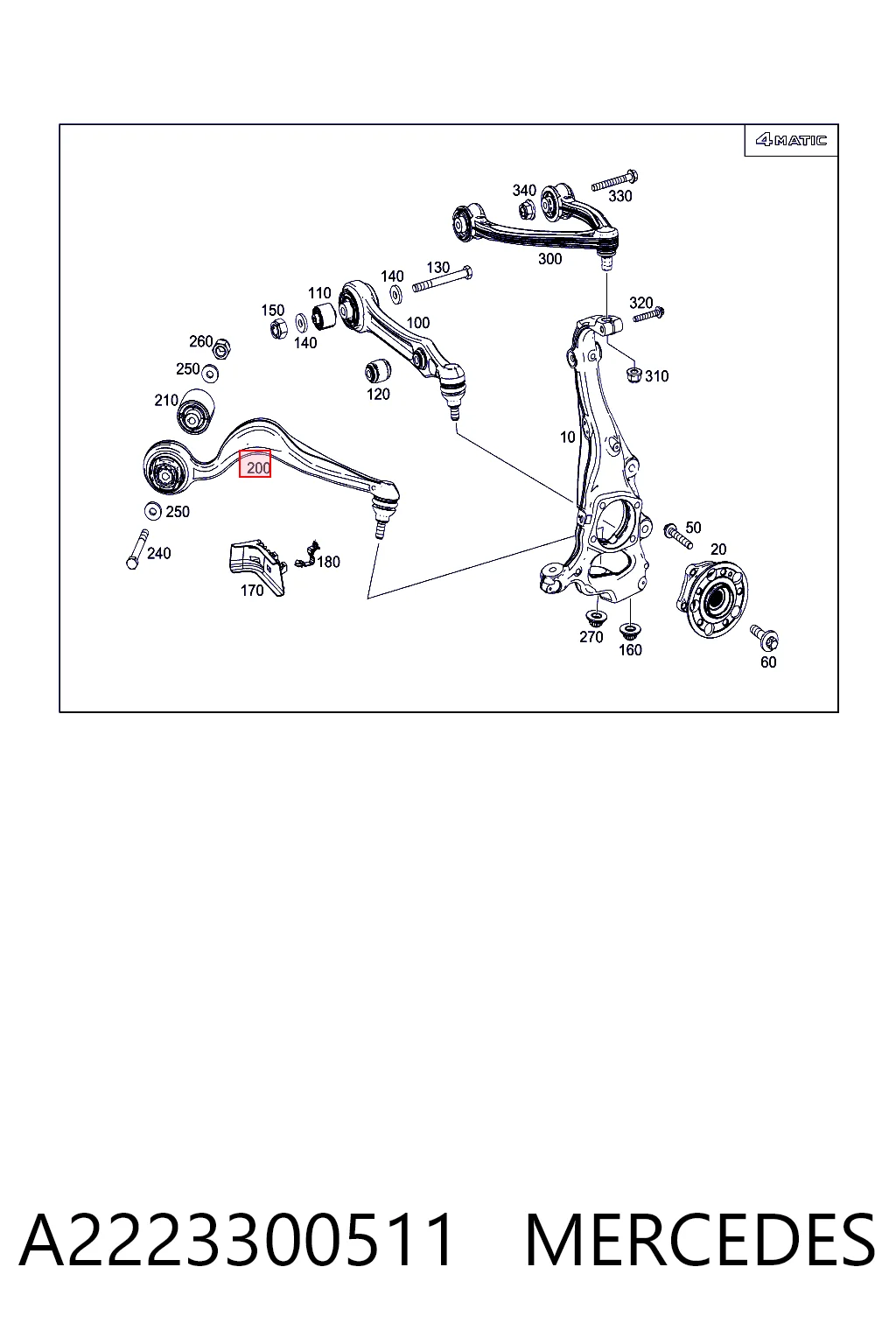 A2223300511 Mercedes Brazo inferior izquierdo de la suspensión delantera