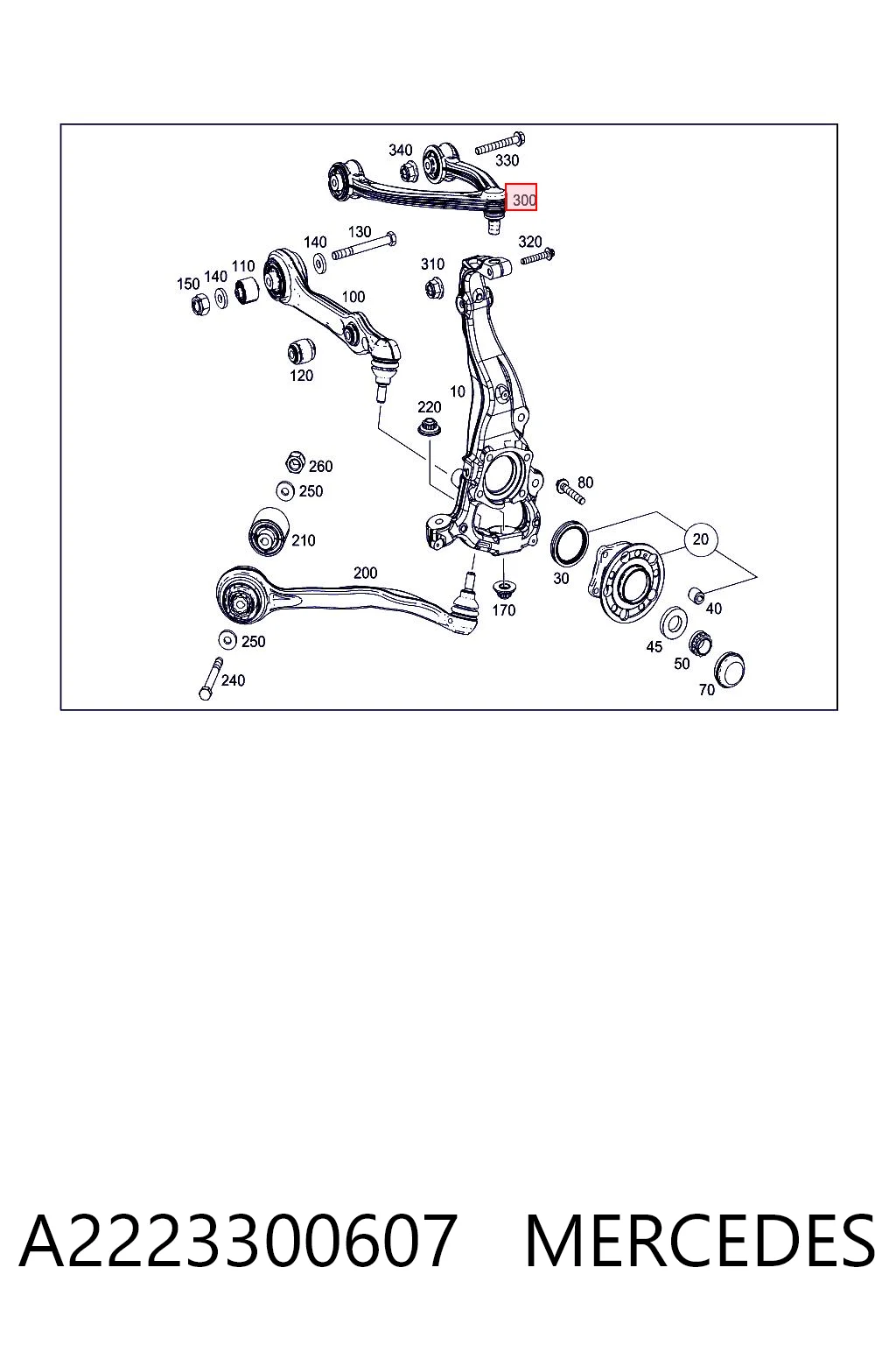 A2223300607 Mercedes Brazo superior derecho de la suspensión delantera