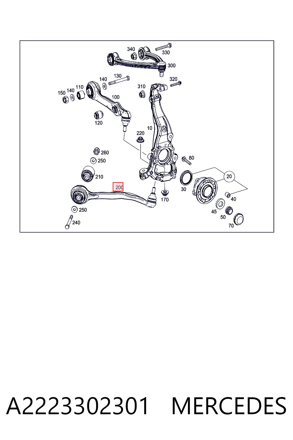 A2223302301 Mercedes Brazo inferior izquierdo de la suspensión delantera