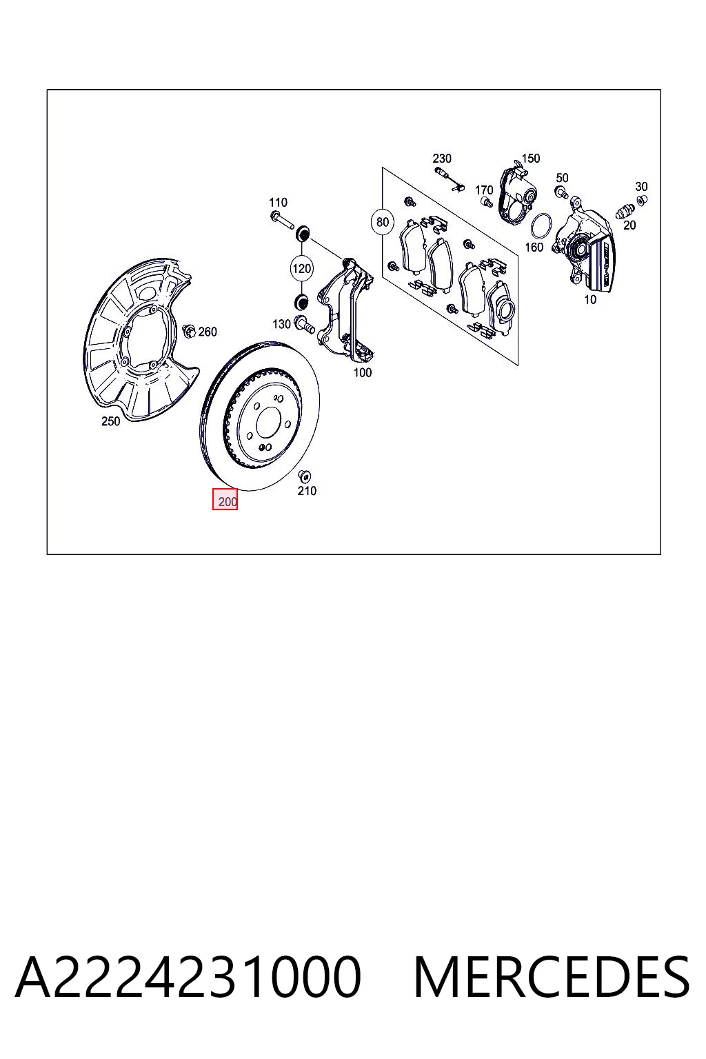 A2224231000 Mercedes Freno de disco trasero