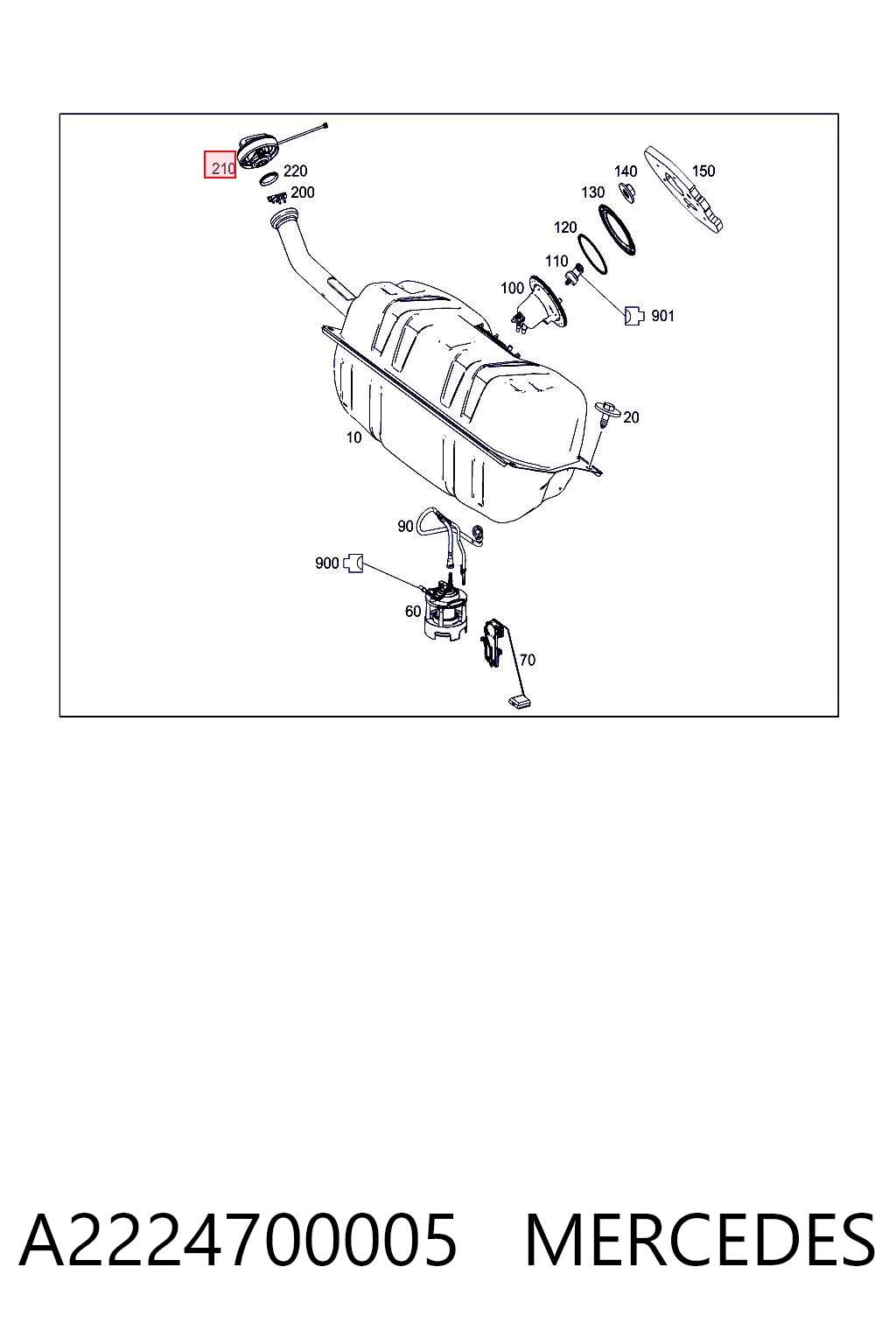 A2224700005 Mercedes Tapa tanque combustible