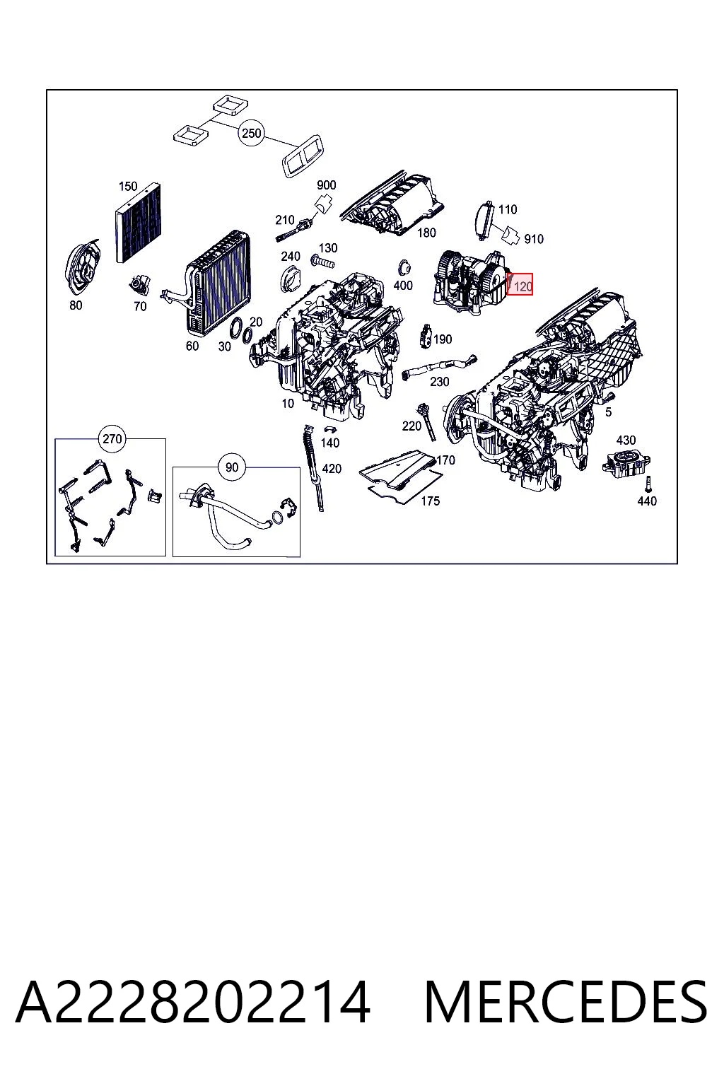 A2228202214 Mercedes Ventilador de habitáculo