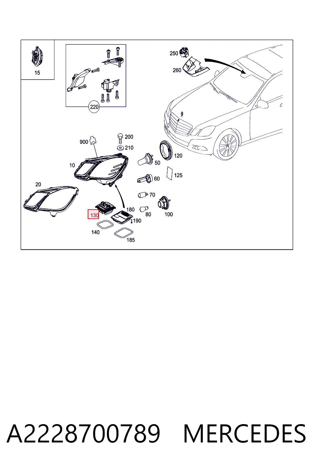 A2228700789 Mercedes Módulo de control de luces de faros (ECU)