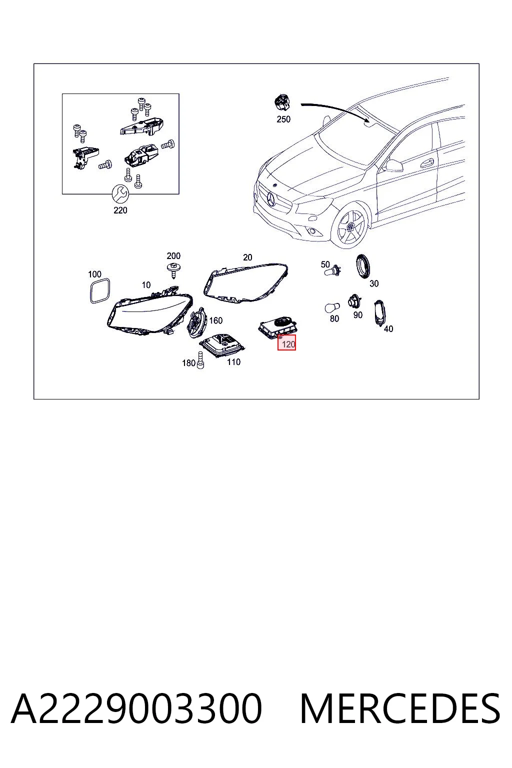 A2229003300 Mercedes Módulo de control de luces de faros (ECU)