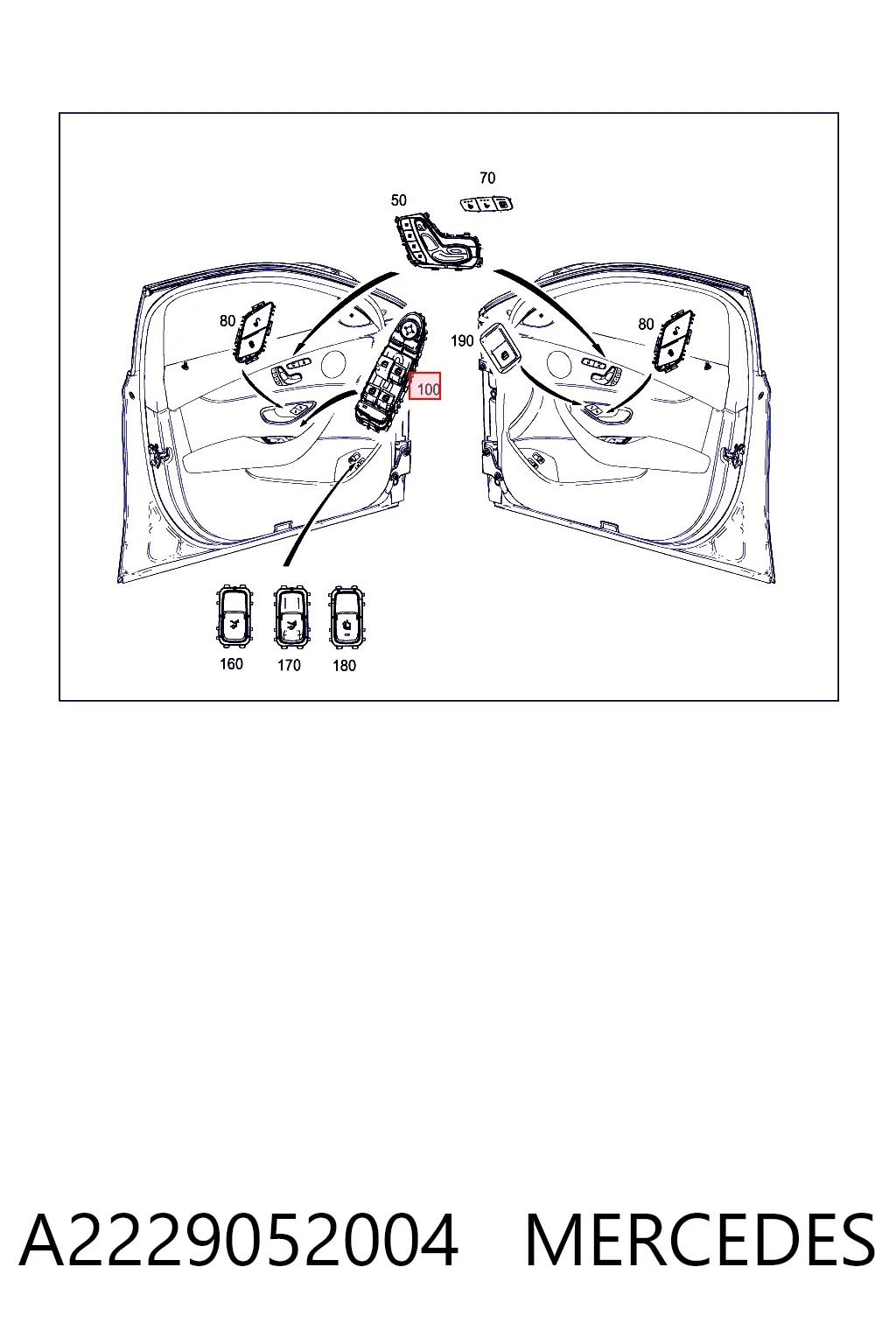 A2229052004 Mercedes Unidad de control de elevalunas delantera izquierda