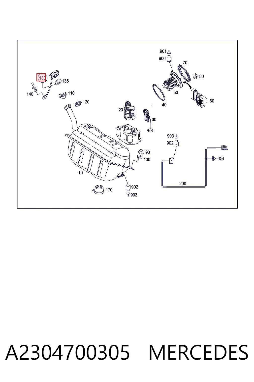A2304700305 Mercedes Tapa tanque combustible