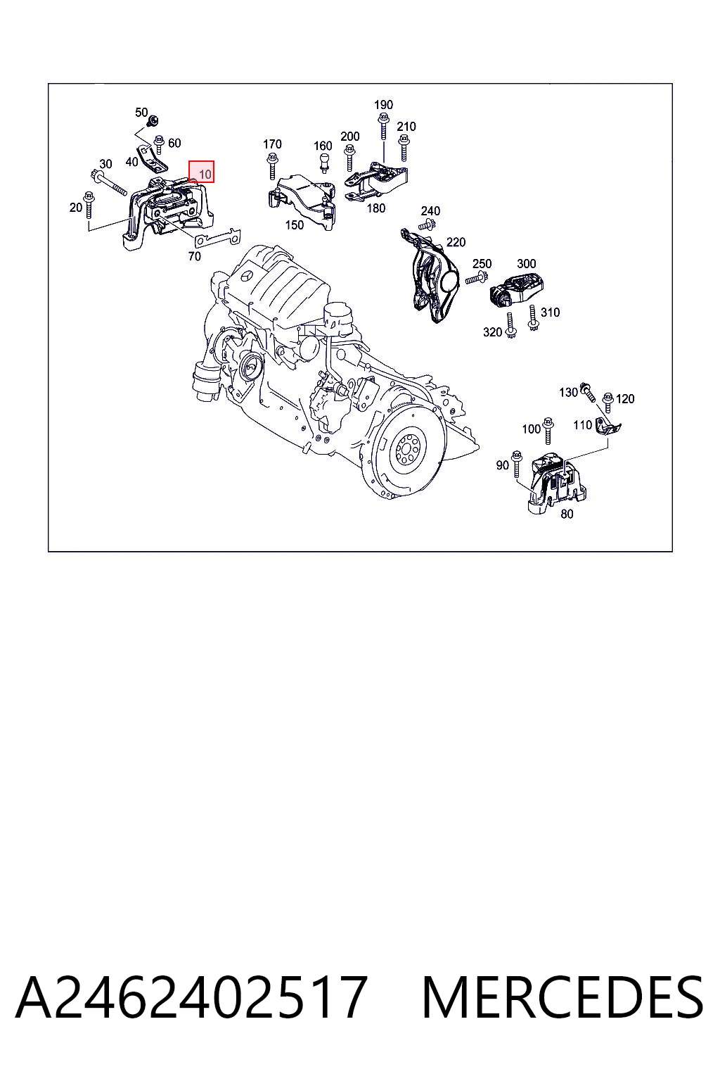 A2462402517 Mercedes Soporte de motor derecho