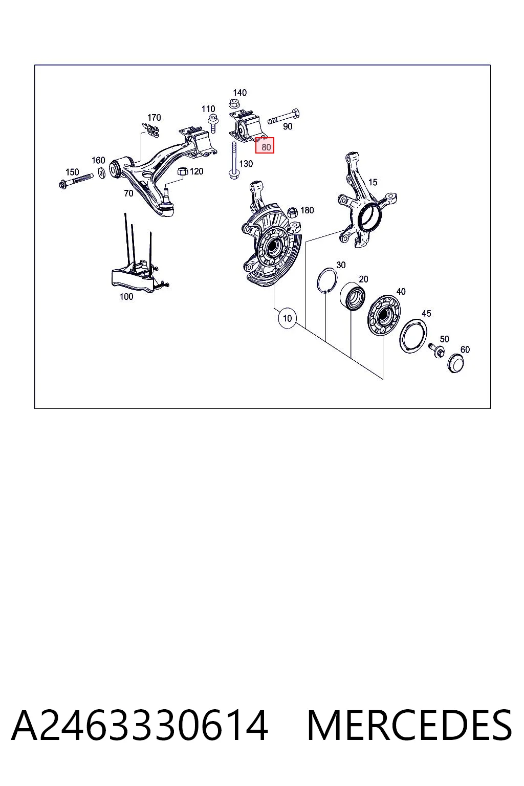 A2463330614 Mercedes Silentblock de brazo de suspensión delantero inferior