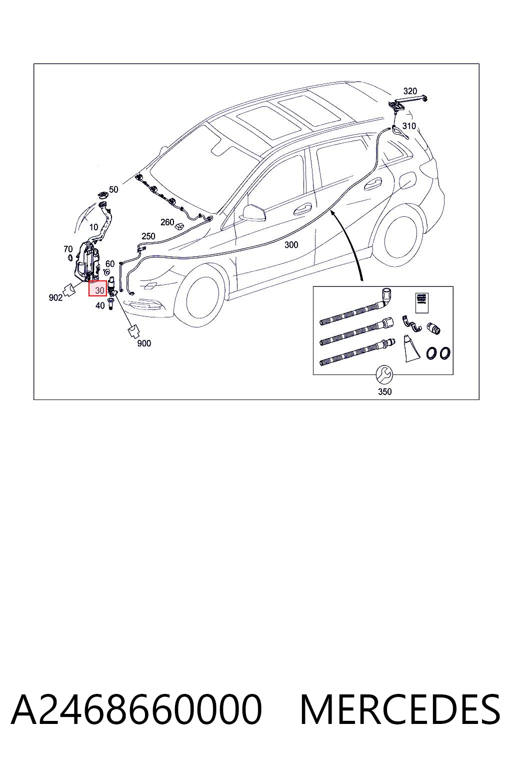 A2468660000 Mercedes Bomba-motor de limpiaparabrisas delantero/trasero