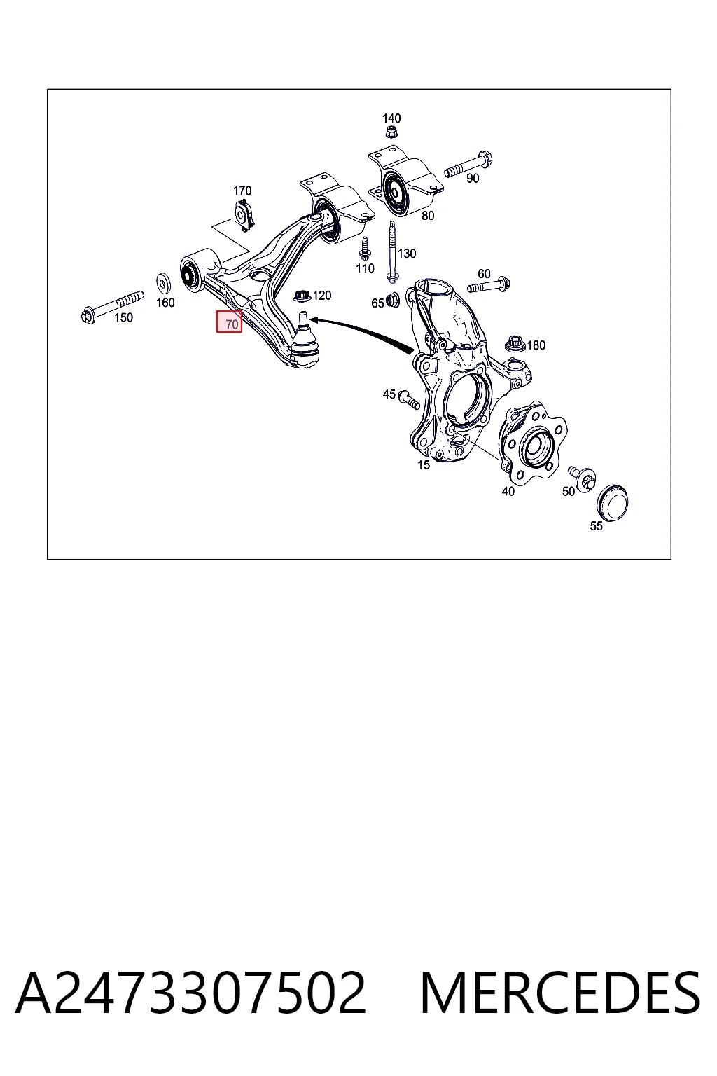 A2473307502 Mercedes Brazo inferior izquierdo de la suspensión delantera