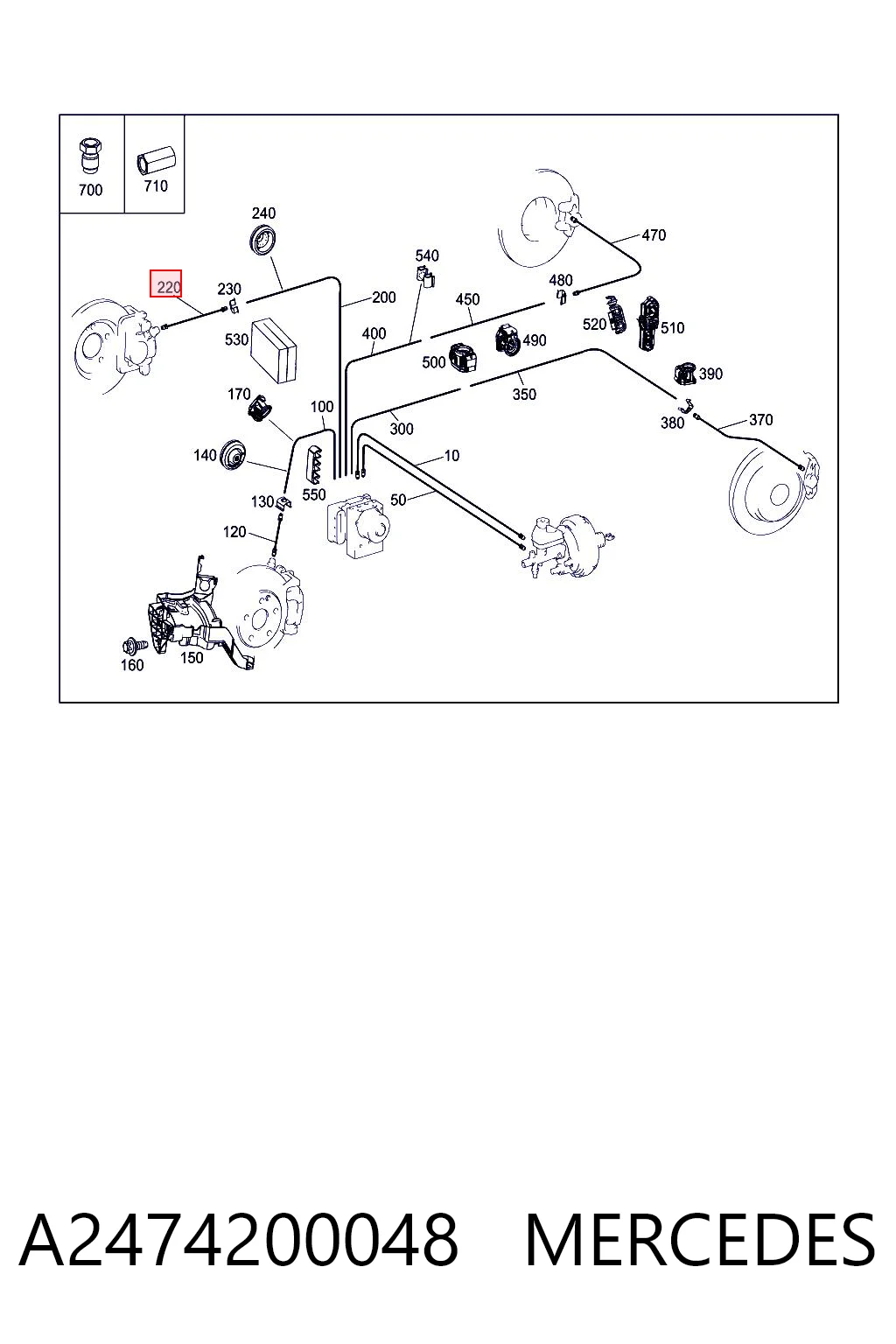 Latiguillos de freno delantero para Mercedes A W177