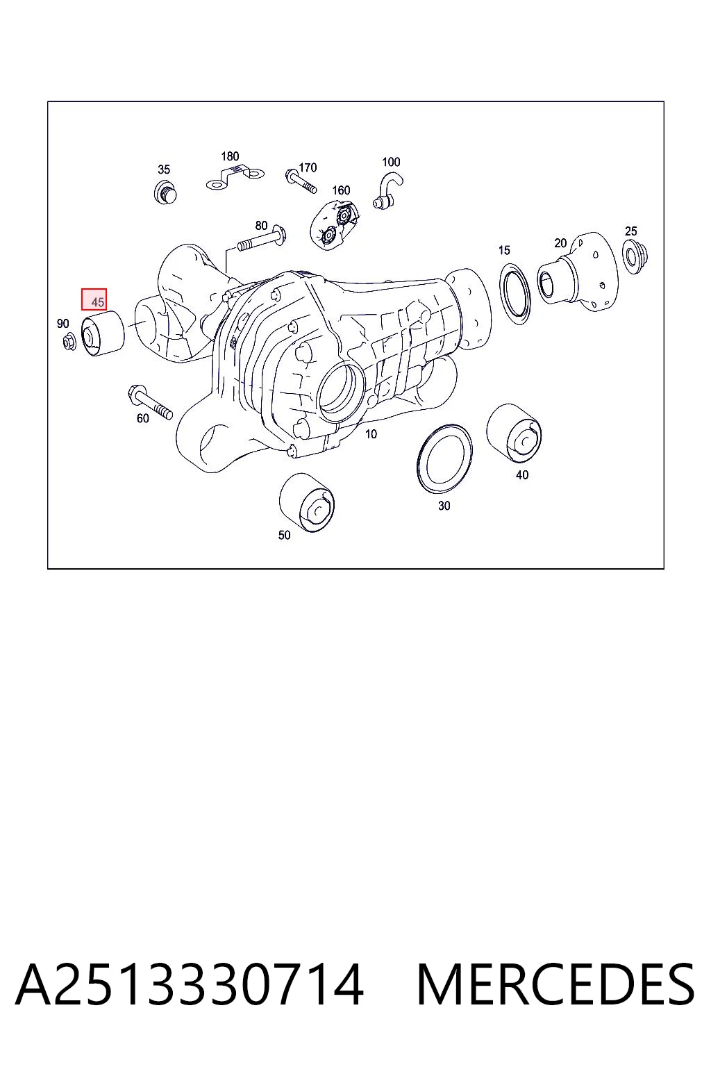 A2513330714 Mercedes Silentblock soporte del diferencial delantero derecho del eje delantero