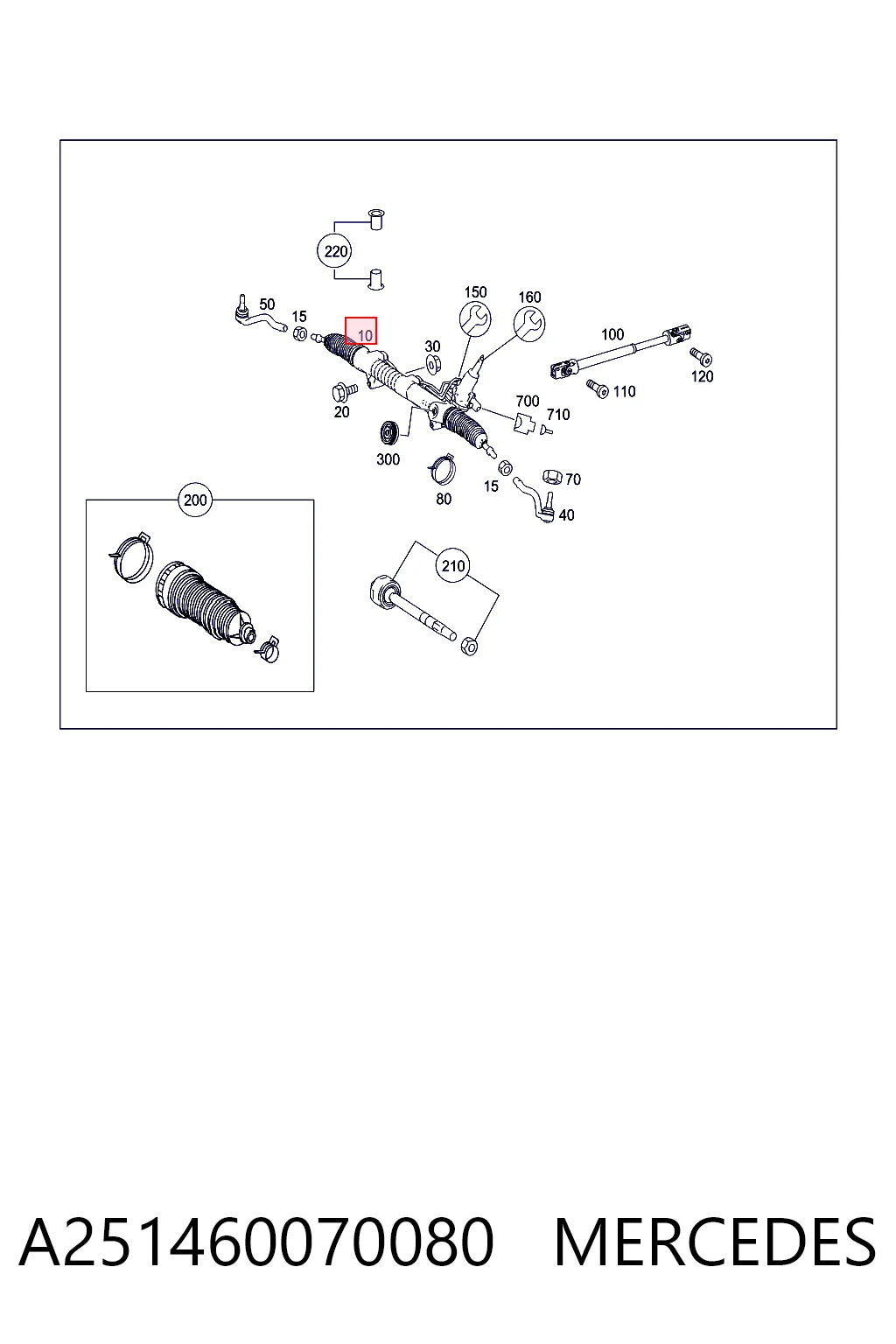 Cremallera de dirección para Mercedes R W251