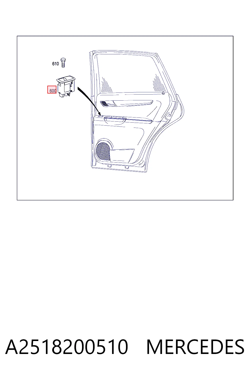 A2518200510 Mercedes Unidad de control de elevalunas delantero derecho