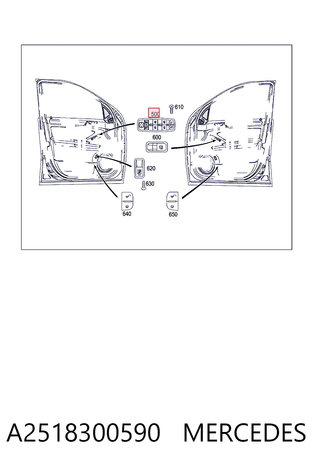 A2518300590 Mercedes Unidad de control de elevalunas delantera izquierda
