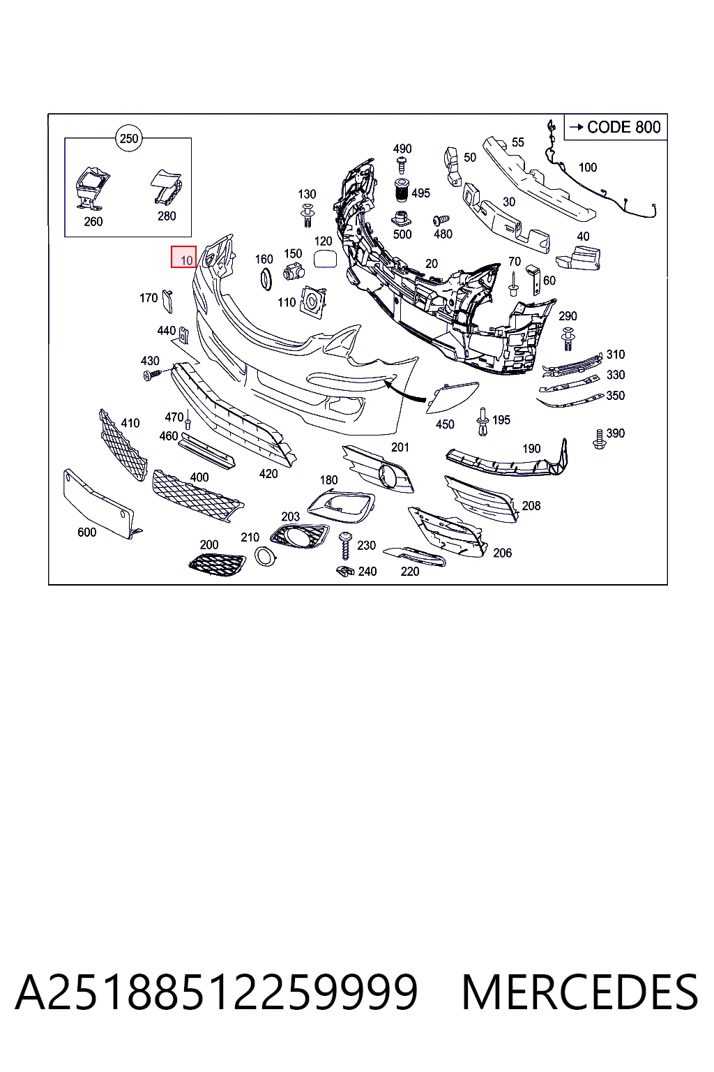Comprar Parachoques delantero Mercedes R  W251 a bajo precio