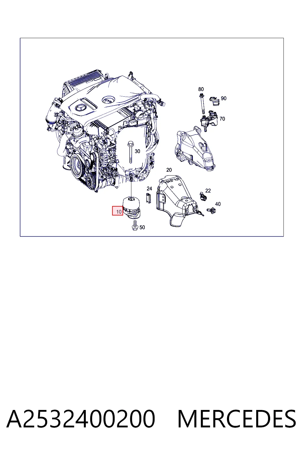 A2532400200 Mercedes Soporte de motor derecho