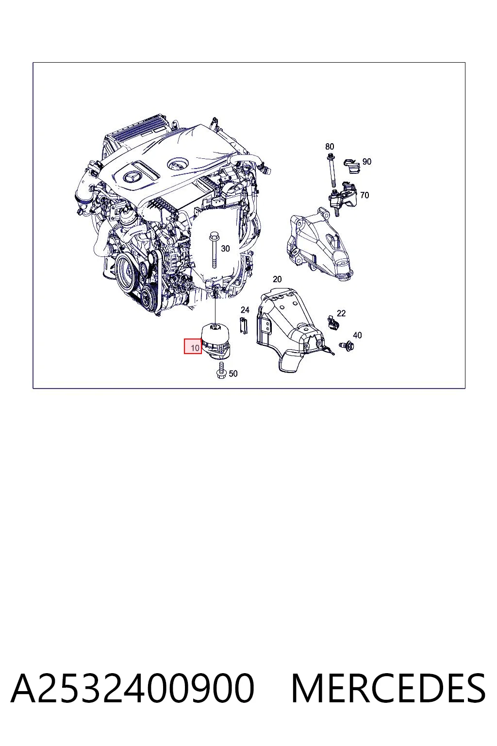 A2532400900 Mercedes Soporte de motor derecho