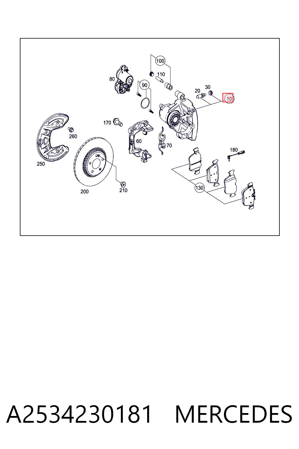 A2534230181 Mercedes Pinza de freno trasera izquierda
