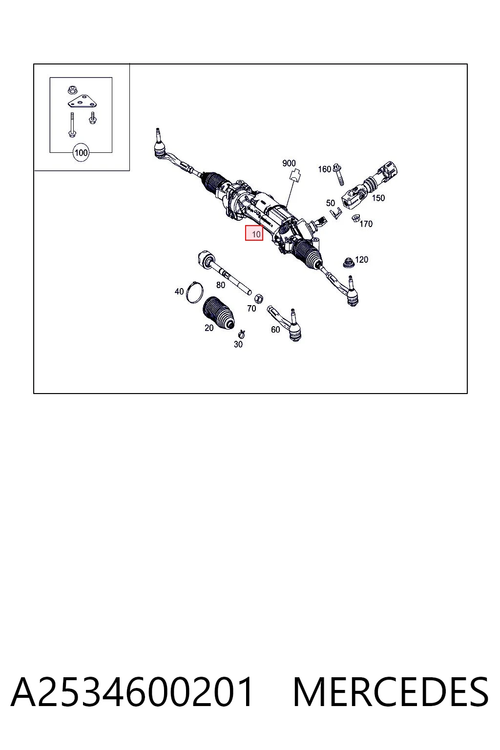 A2534600201 Mercedes Cremallera caja de direccion
