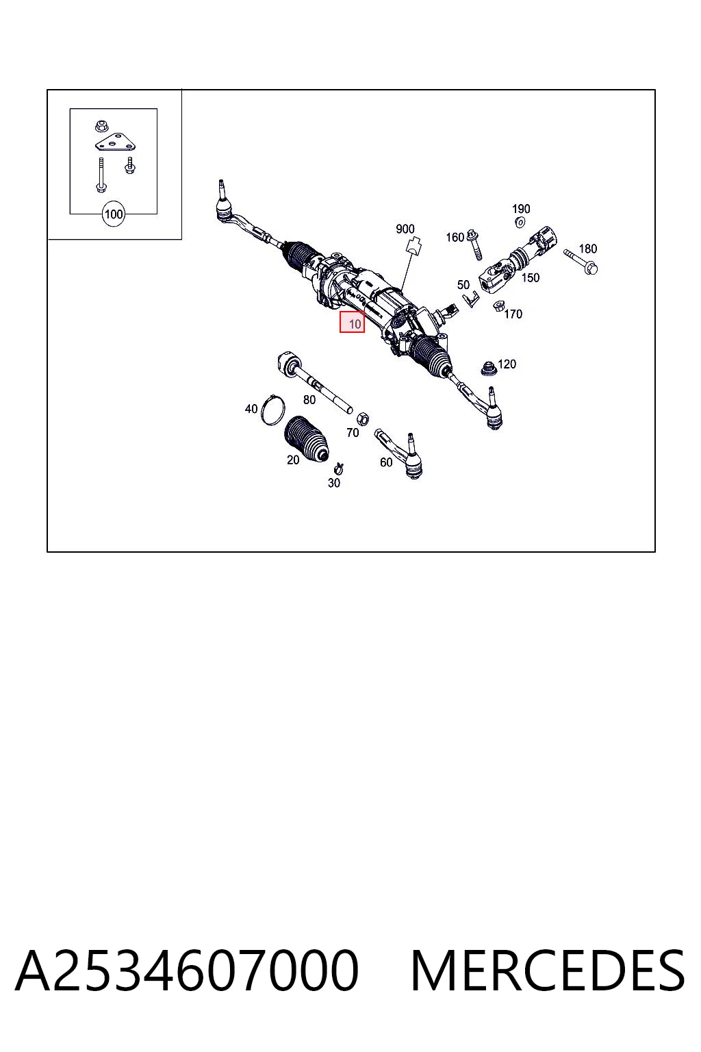A2534607000 Mercedes Cremallera caja de direccion