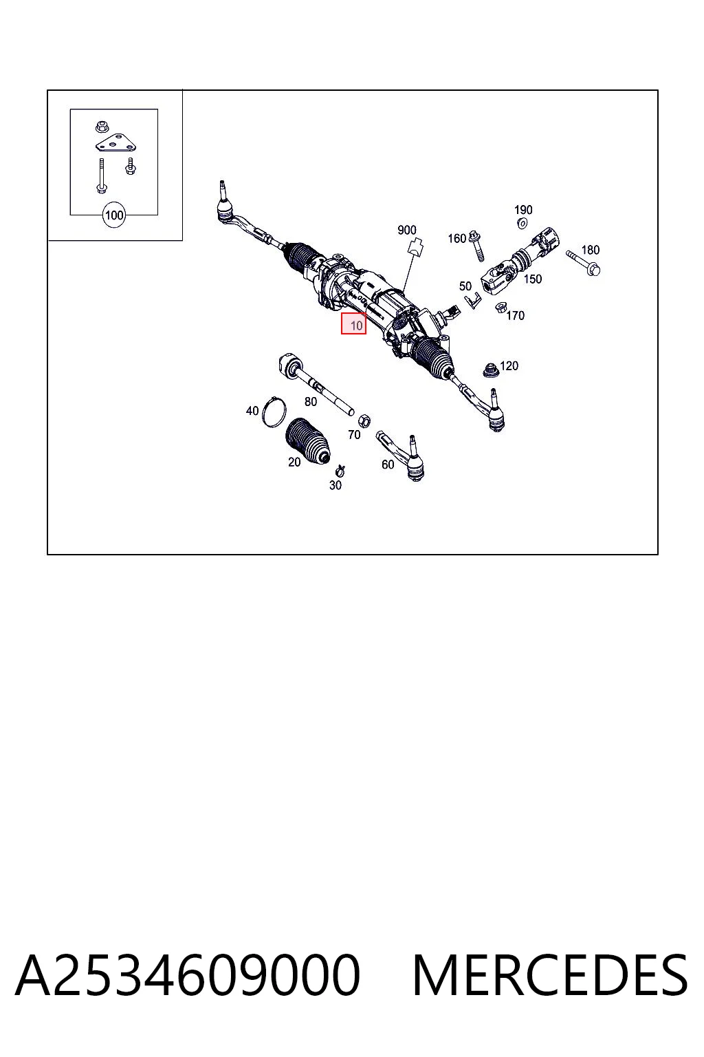 A2534609000 Mercedes Cremallera caja de direccion