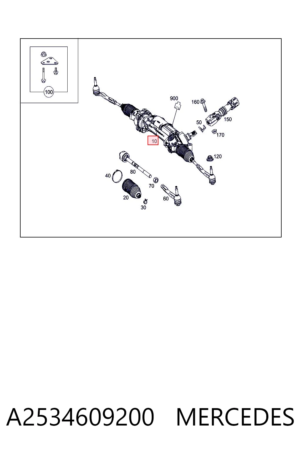 A2534609200 Mercedes Cremallera caja de direccion