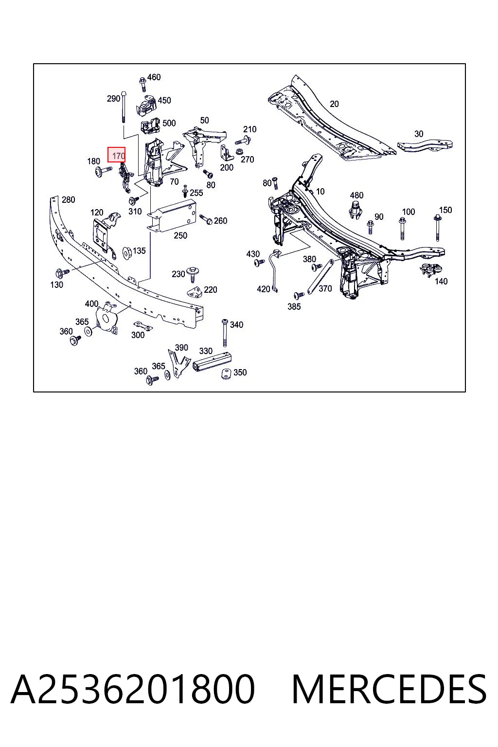 A2536201800 Mercedes Soporte de fijación del faro delantero derecho