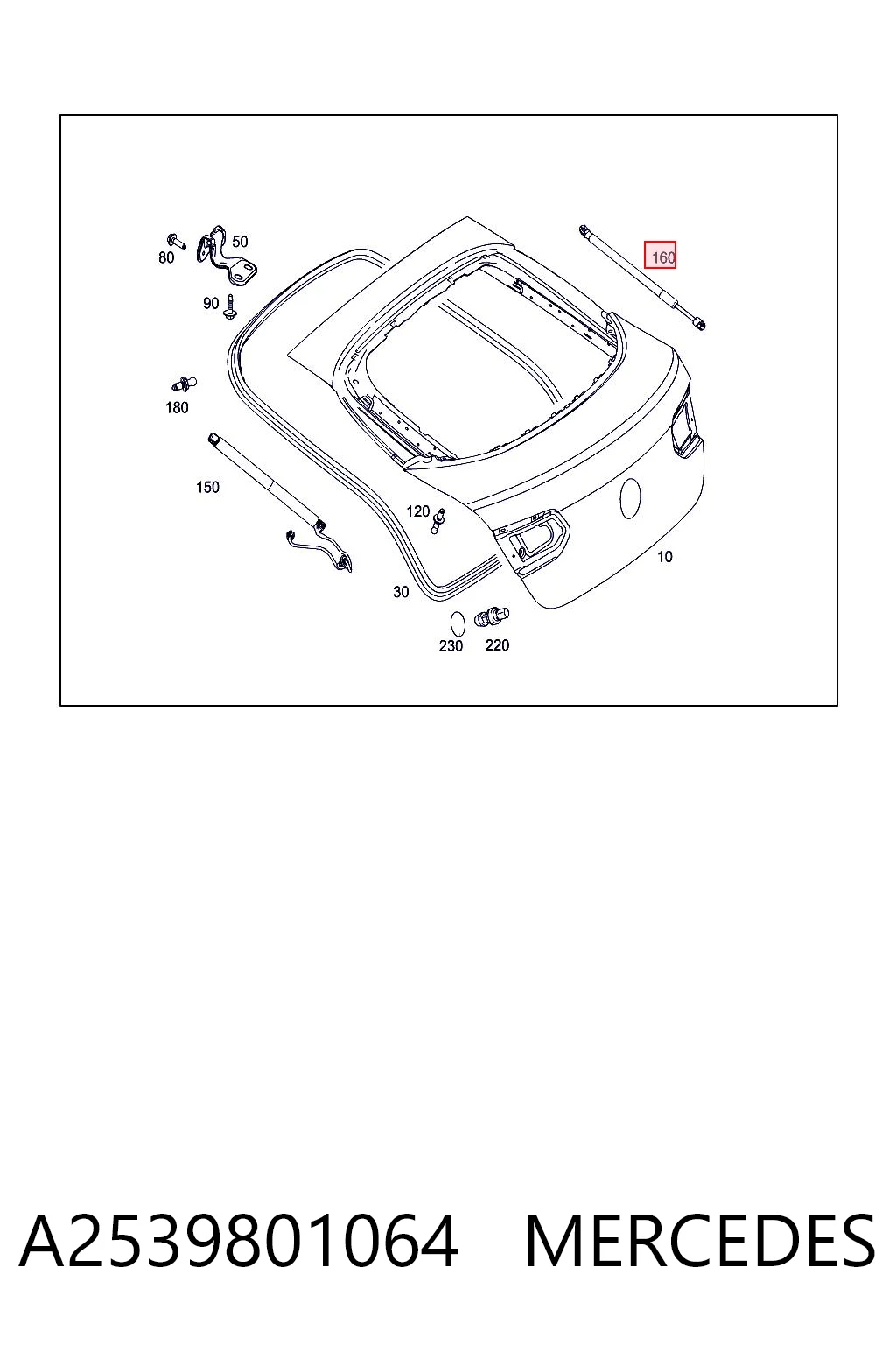 A2539801064 Mercedes Amortiguador de porton
