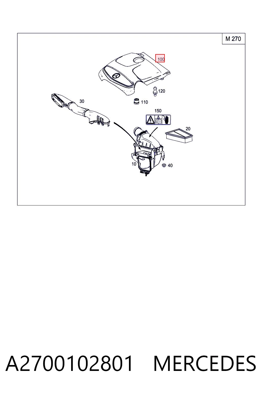 A2700102801 Mercedes Tapa del motor decorativa