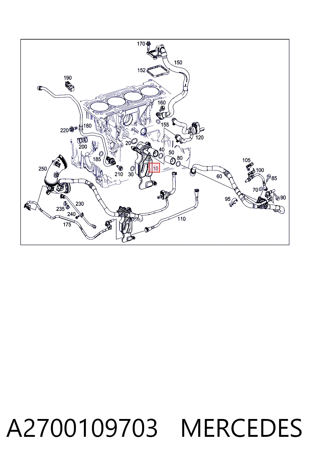 A2700109703 Mercedes Separador de aceite del sistema de ventilación del cárter