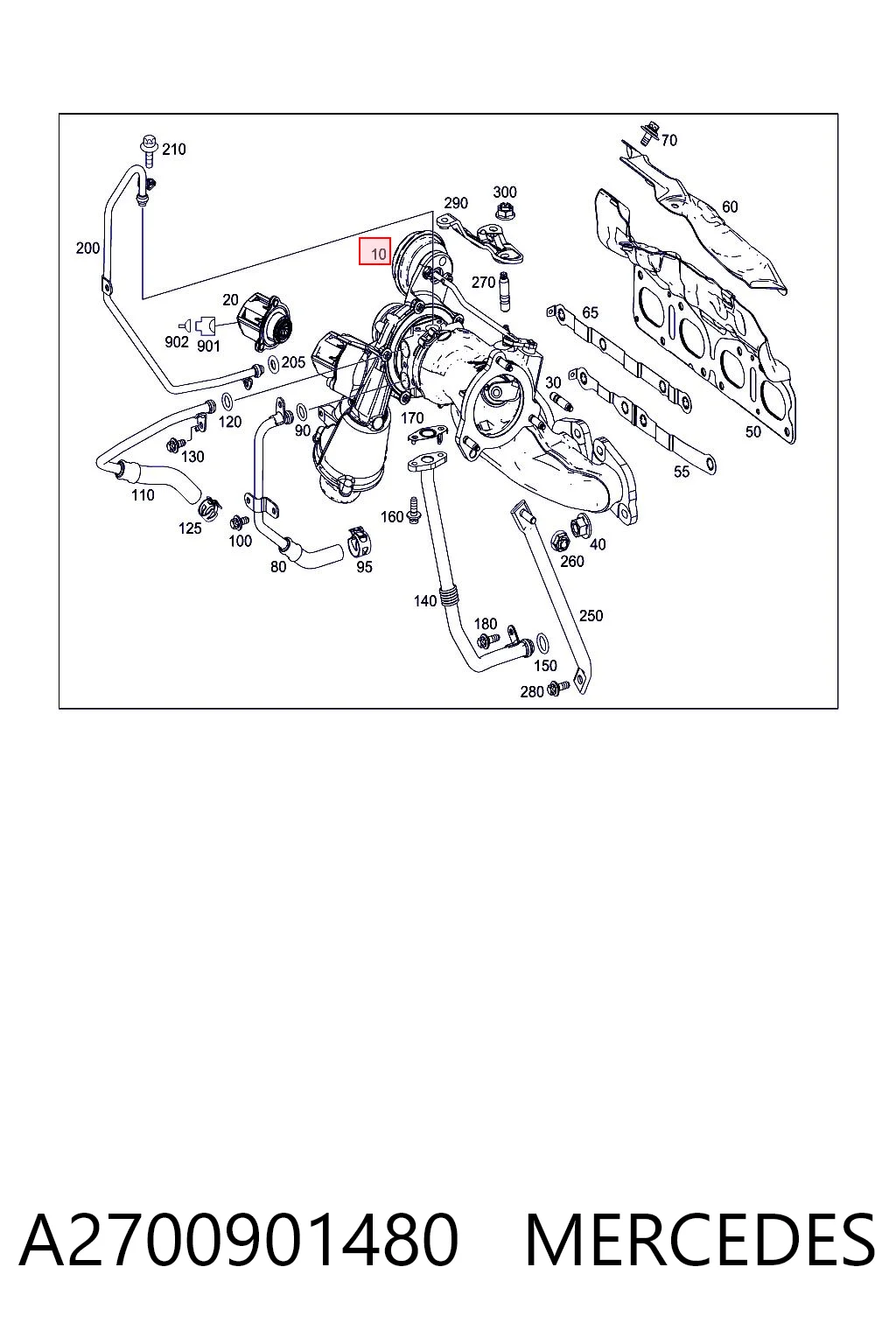 A2700901480 Mercedes Turbo para motor