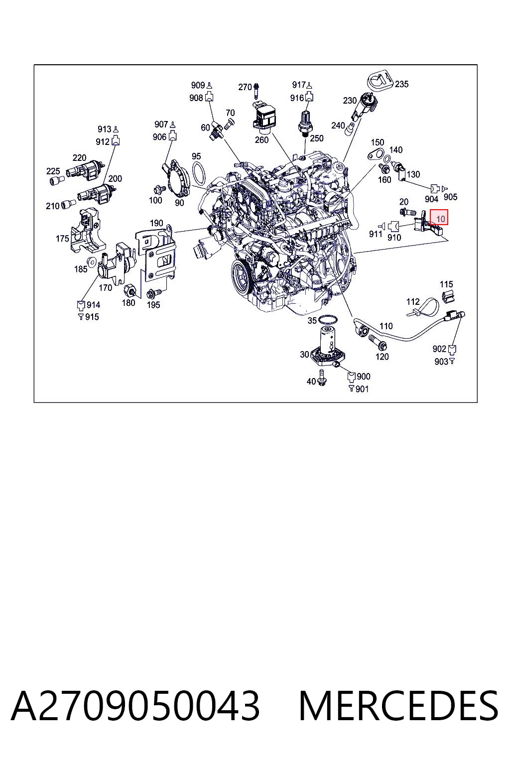 A2709050043 Mercedes Sensor de posición del cigüeñal