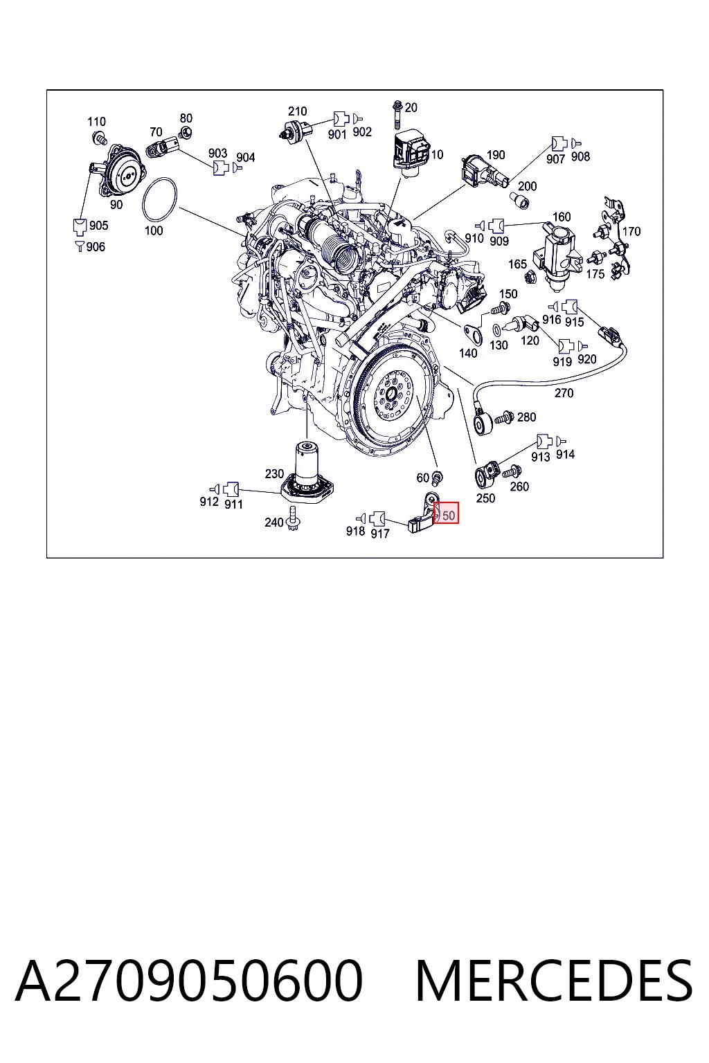 A2709050600 Mercedes Sensor de posición del cigüeñal