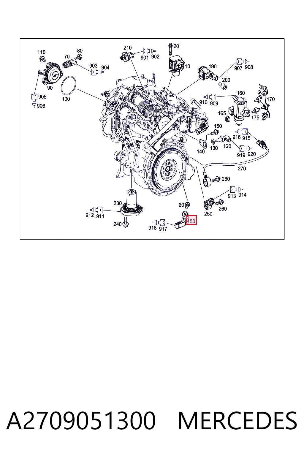 A2709051300 Mercedes Sensor de posición del cigüeñal