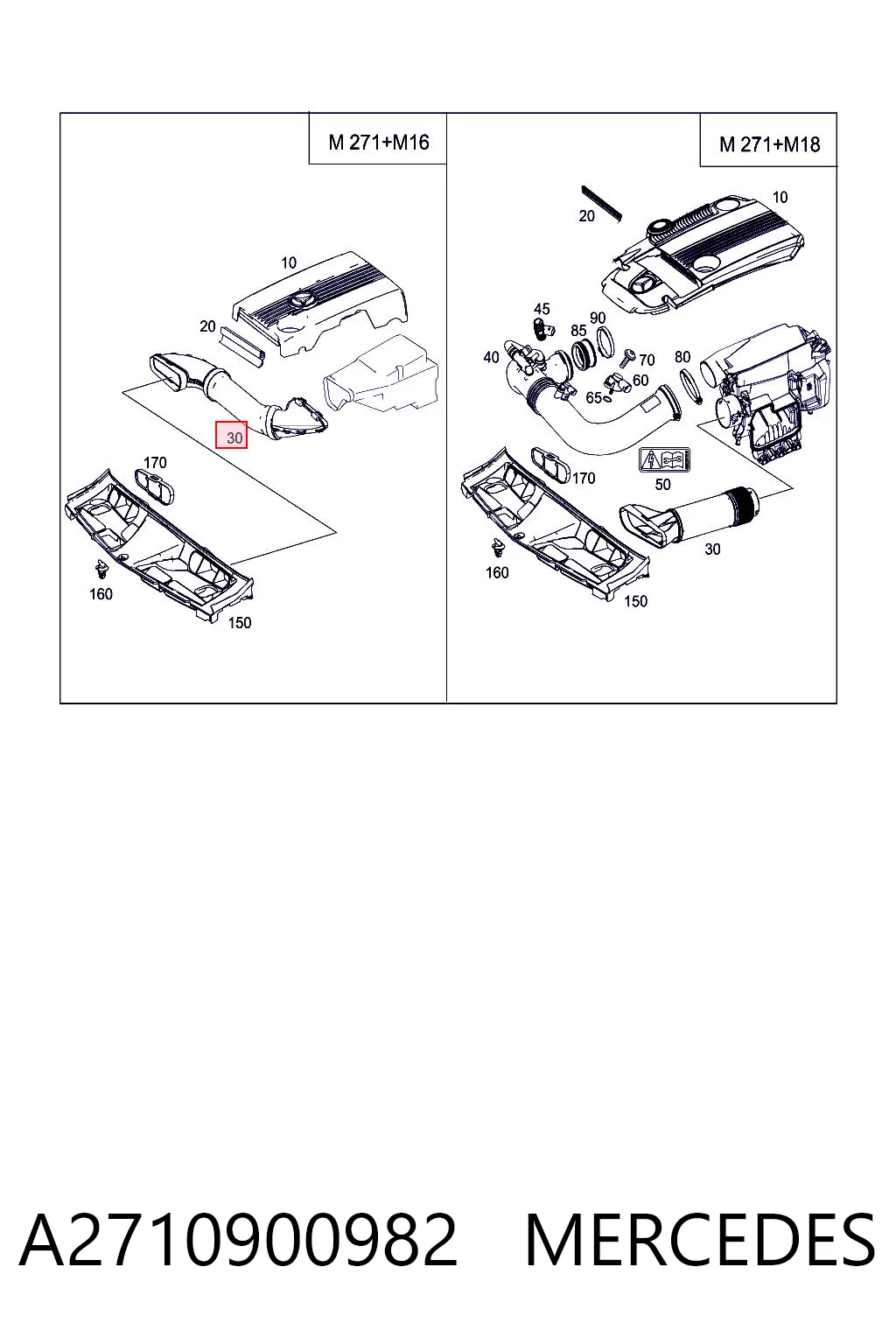 A2710900982 Mercedes Tubo flexible de aspiración, filtro de aire
