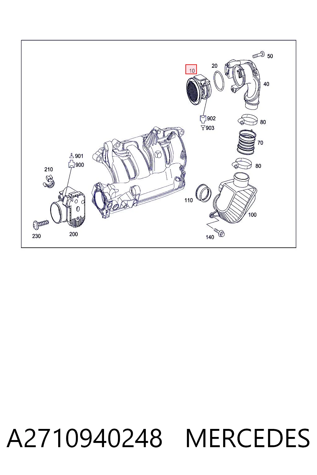 A2710940248 Mercedes Sensor de flujo de aire