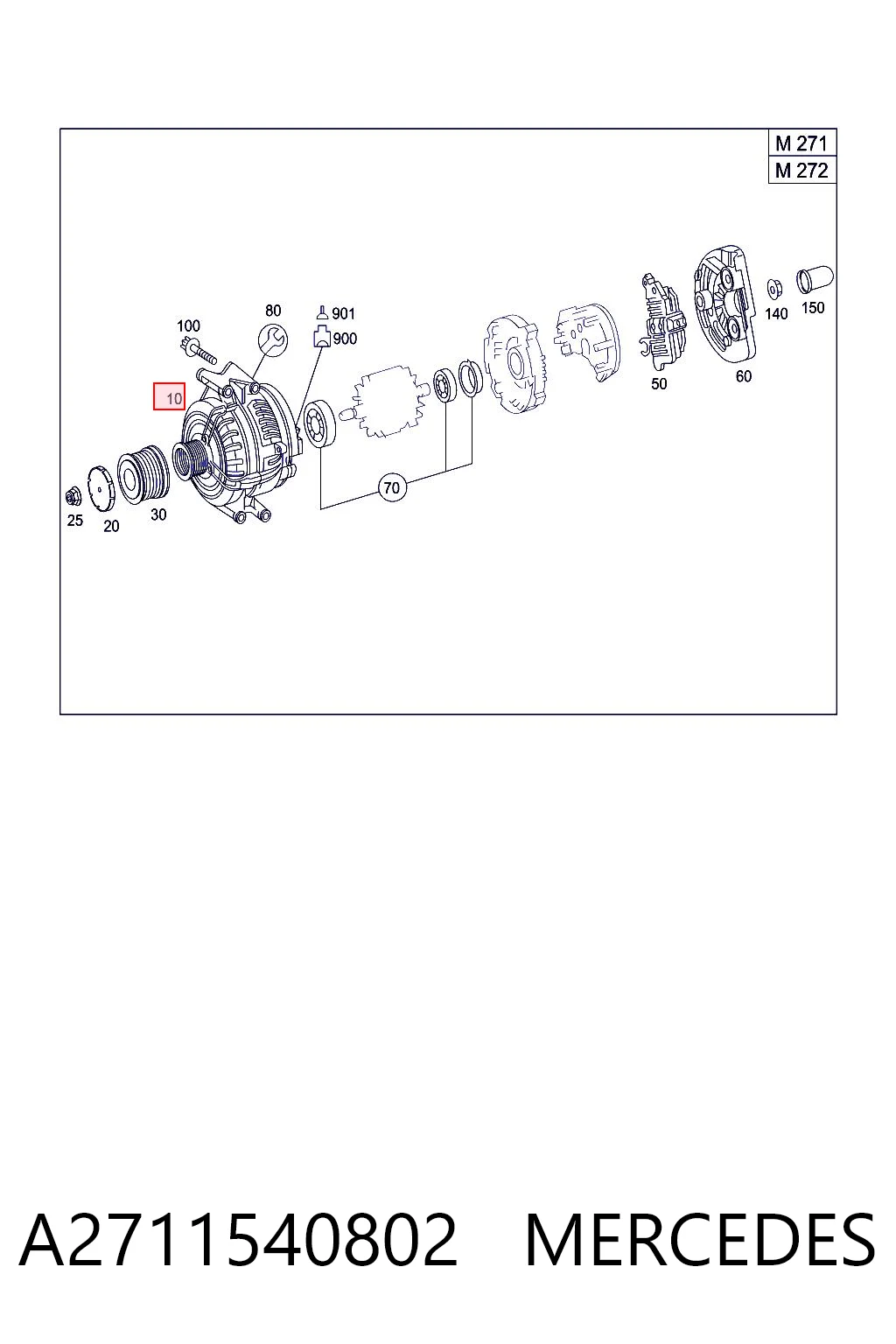 A2711540802 Mercedes Alternador de coche