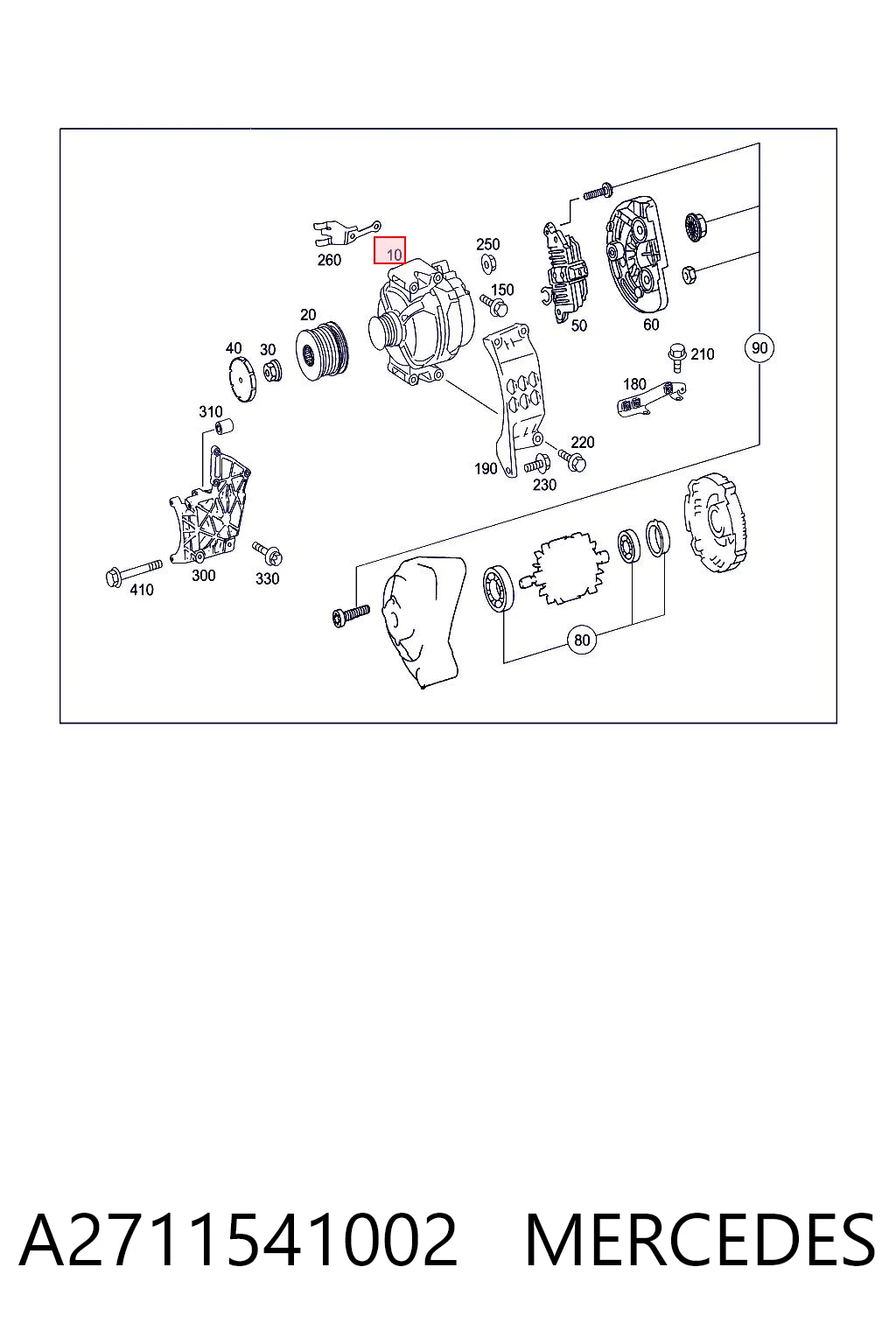 A2711541002 Mercedes Alternador de coche