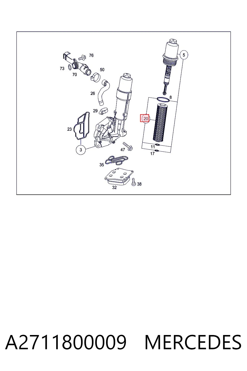 Filtro de aceite MERCEDES A2711800009