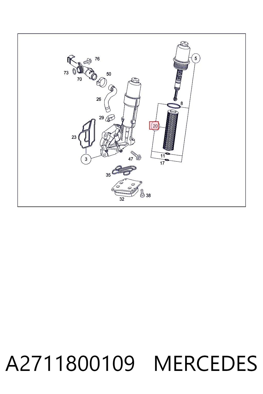 Filtro de aceite MERCEDES A2711800109