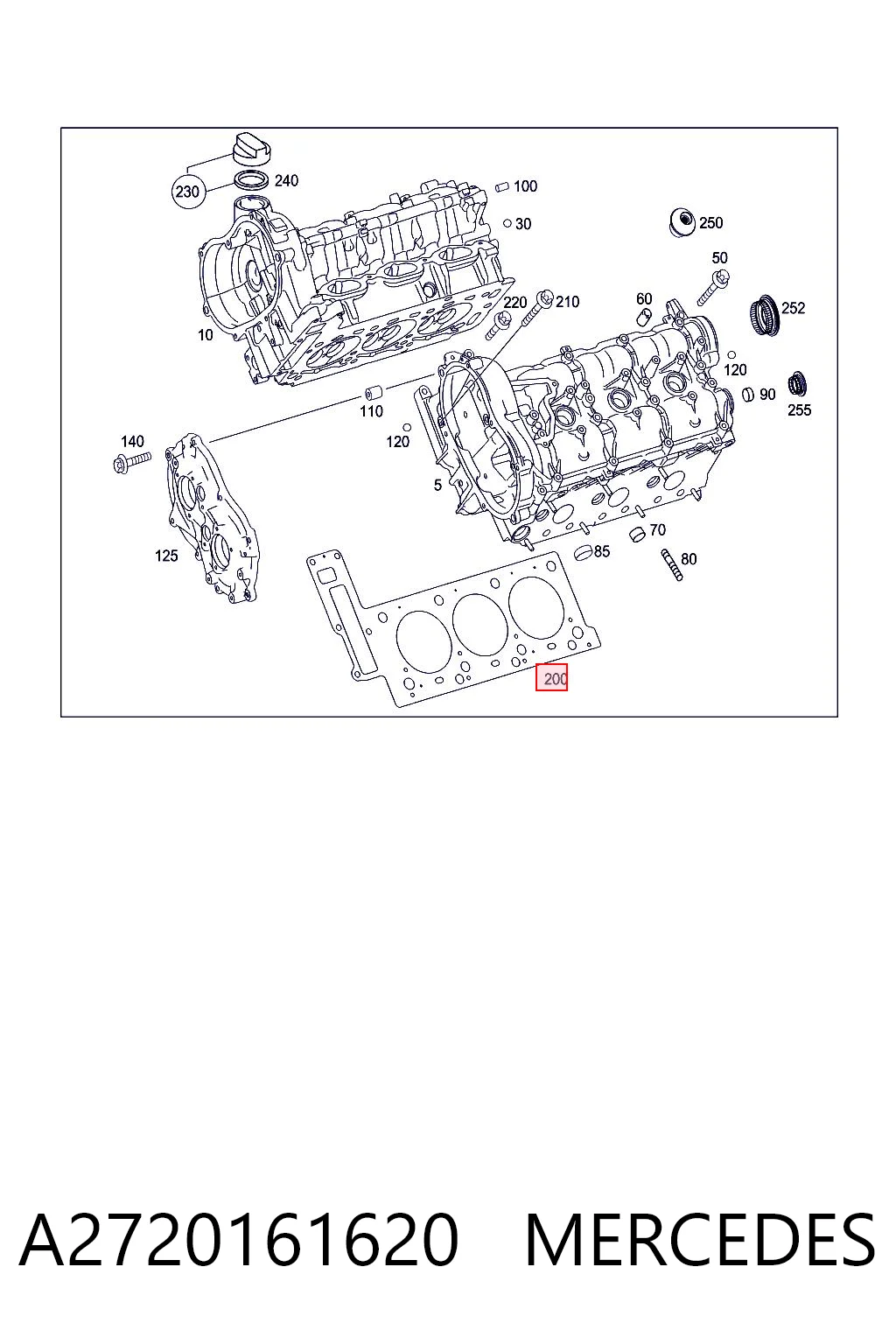 A2720161620 Mercedes Empaque de culata derecha