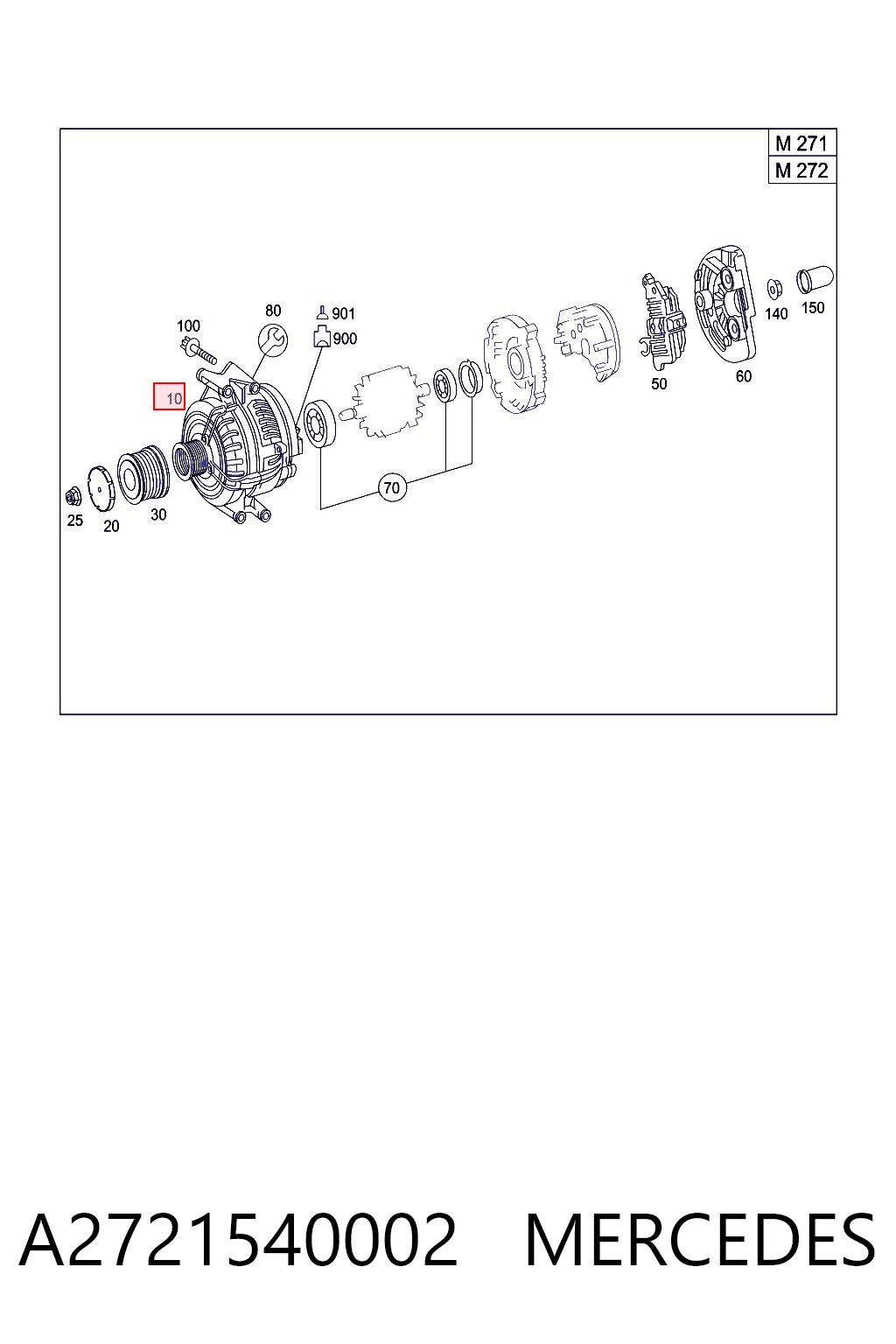 A2721540002 Mercedes Alternador de coche