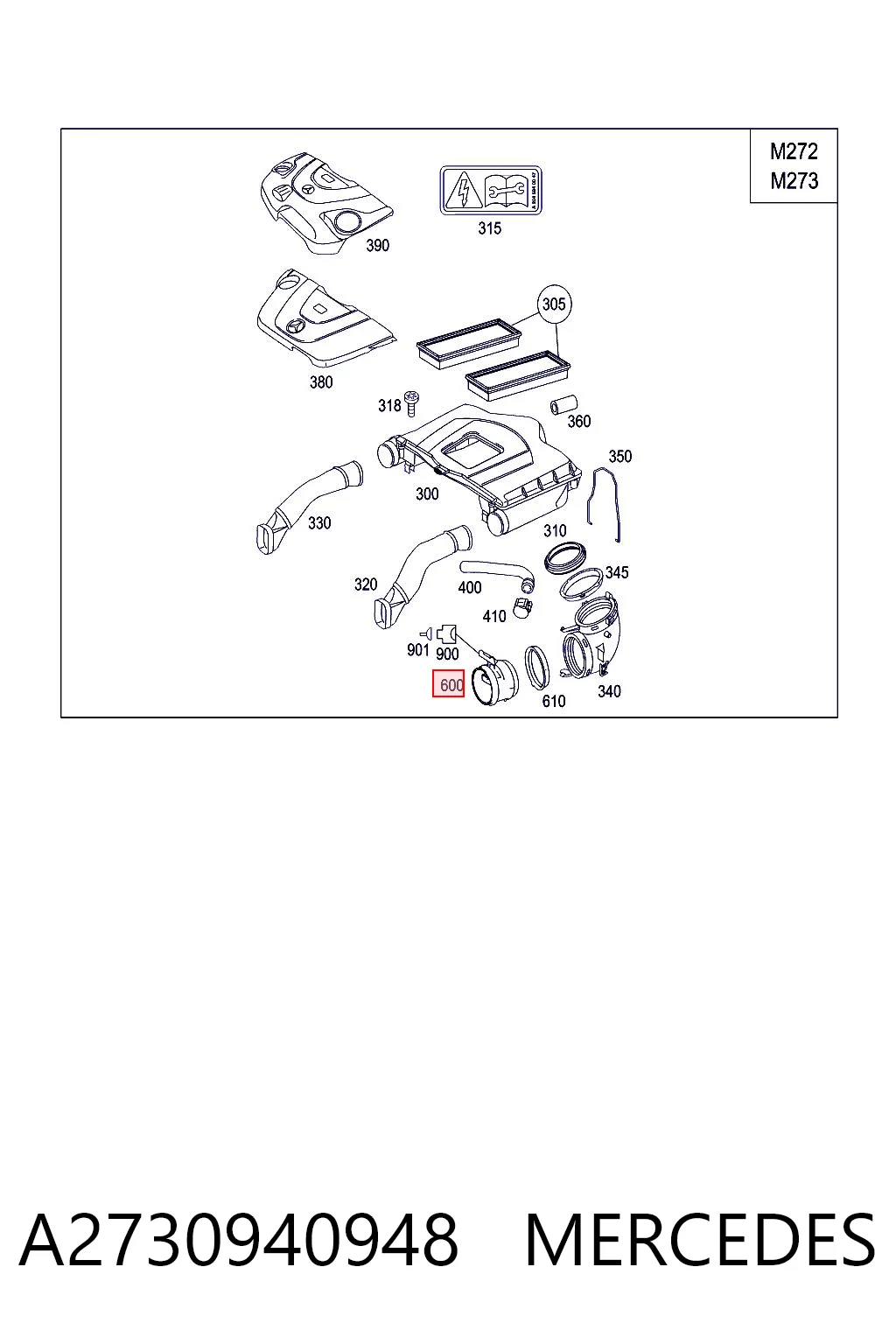 A2730940948 Mercedes Sensor de flujo de aire