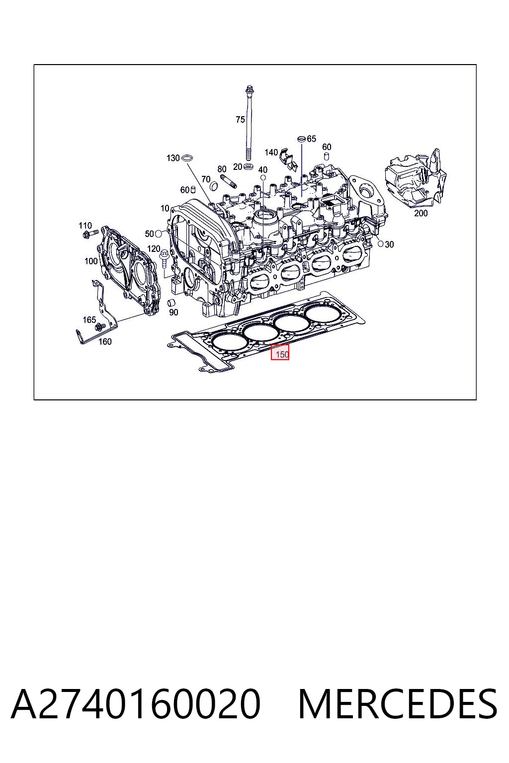 A2740160020 Mercedes Empaquetadura de culata