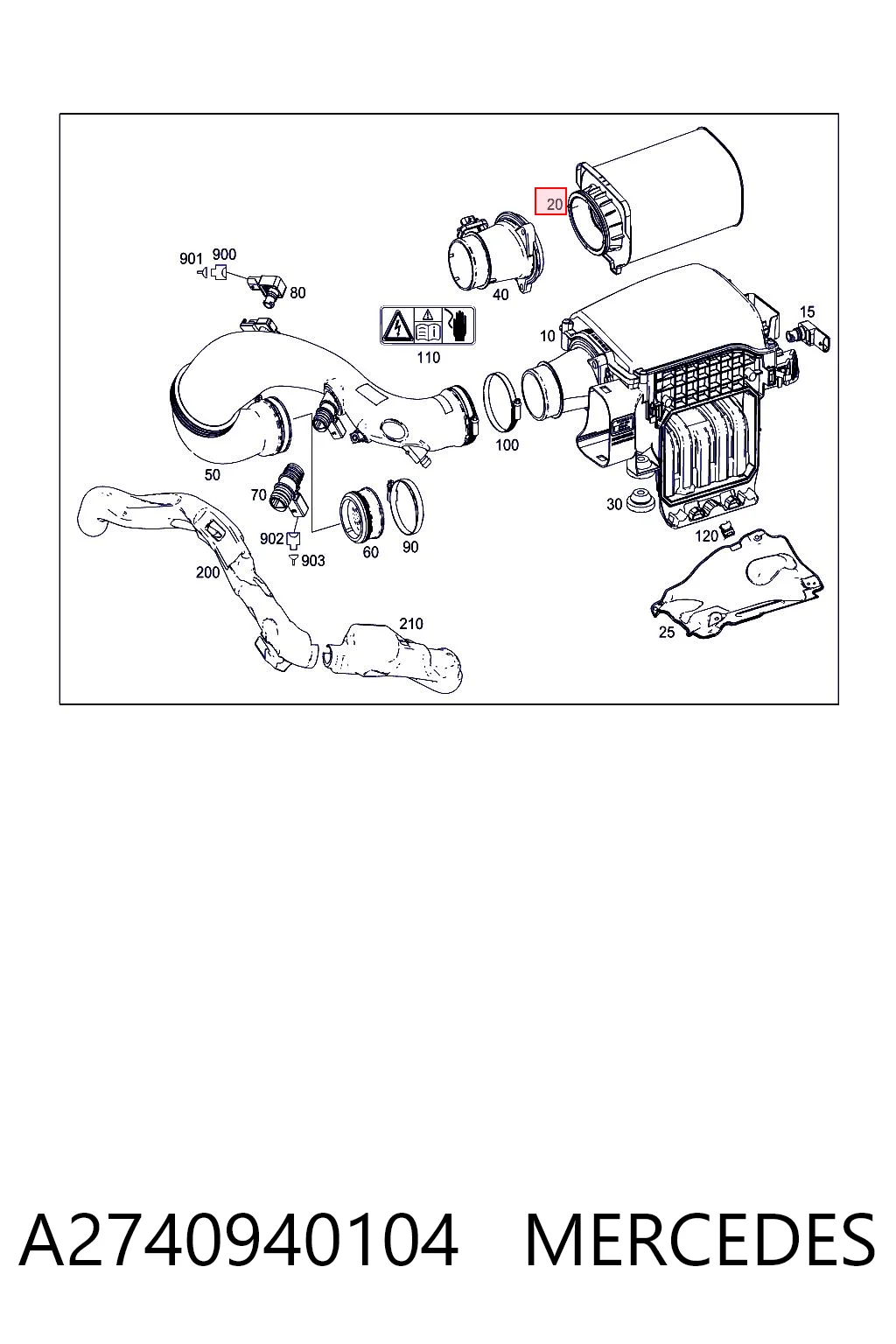 A2740940104 Mercedes Filtro de aire de motor